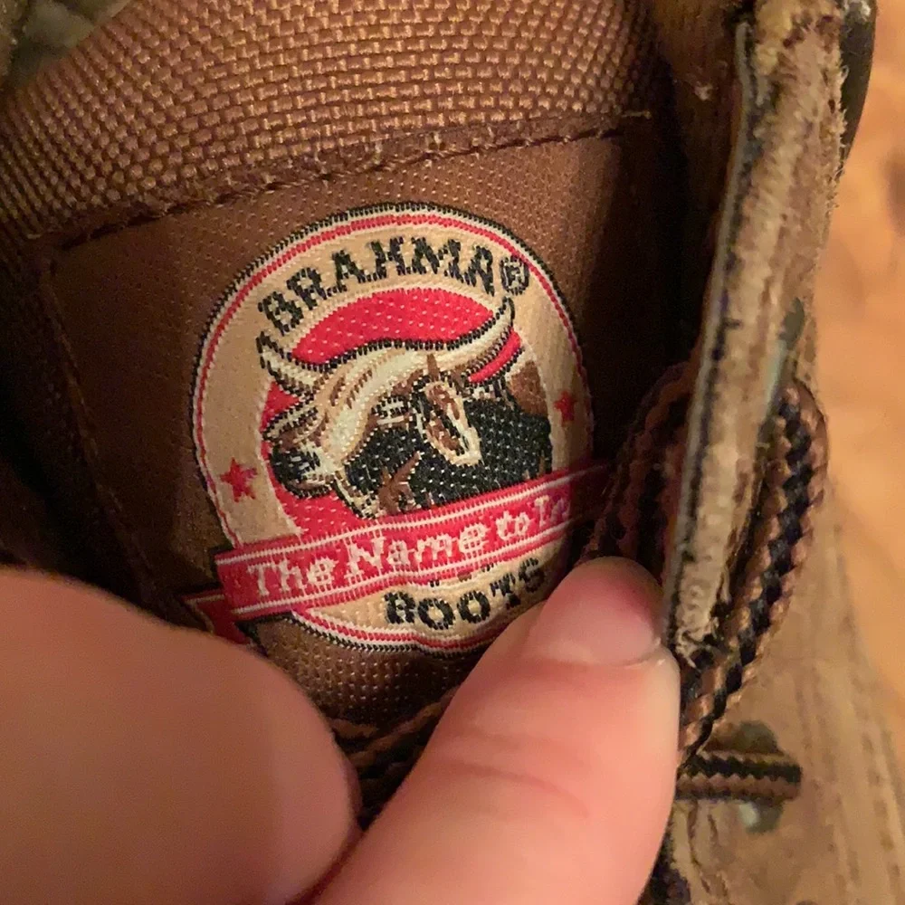 Brahma 12 Wide waterproof tan suede rugged lace up hiking hunting boots men EUC
